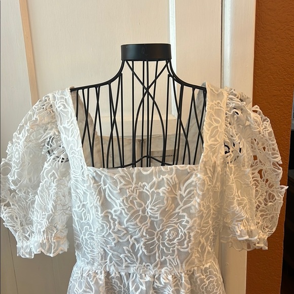 Loeffler Randall Addison Cream Puff-Sleeve Dress-Size 6 - Picture 4 of 8